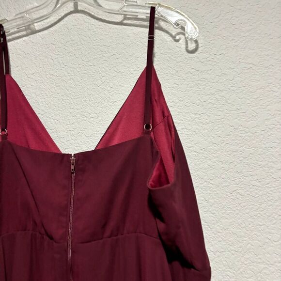 Birdy Grey  Cabernet Burgundy Spaghetti Chiffon Kaia Maxi Dress Plus Size 2X - Picture 9 of 16